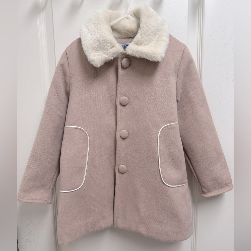 Toddler Girls Bognar & Piccolino Italian Made Luxury Coat Fur lined neck SZ 1/2